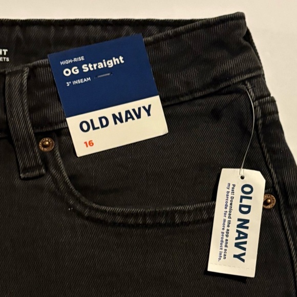 🩳🆕🩳 Old Navy Women’s High-Waisted O.G. Straight Black Denim Shorts~Sz 16 - Picture 5 of 13